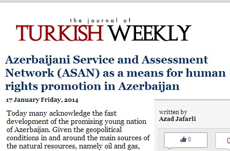 “ASAN”ın fəaliyyəti “Turkish Weekly”jurnalında 